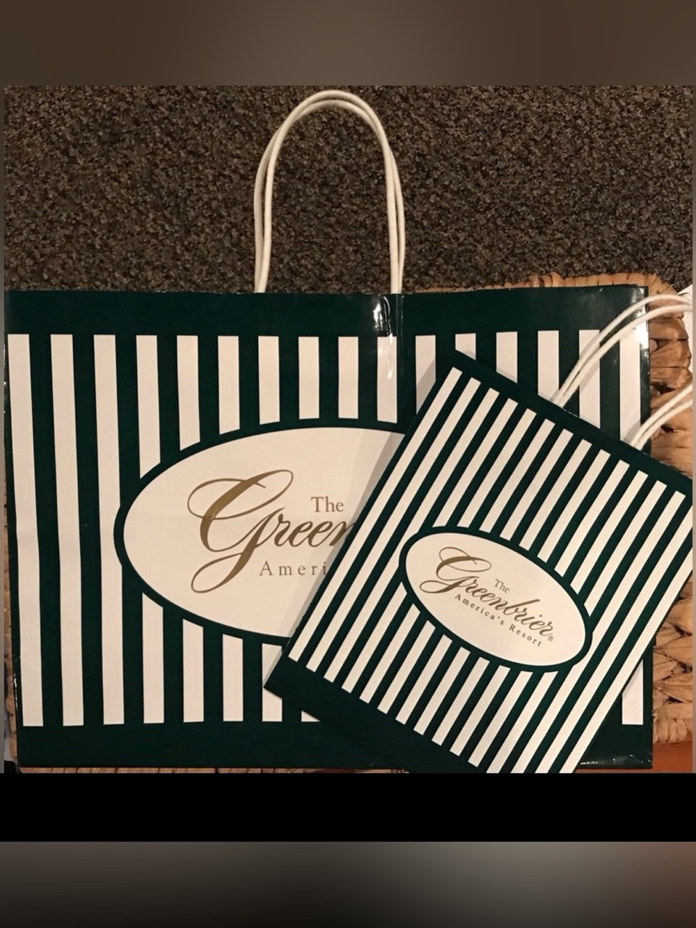 Bundle—2 Shopping Bags from The Greenbrier, America’s Resort! Great for decor!